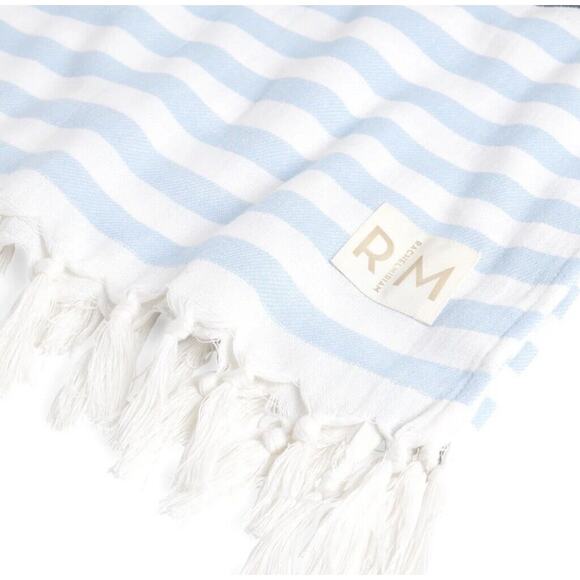 Rachel Miriam Positano Towel Sea Blue White Stripe - Picture 2 of 7